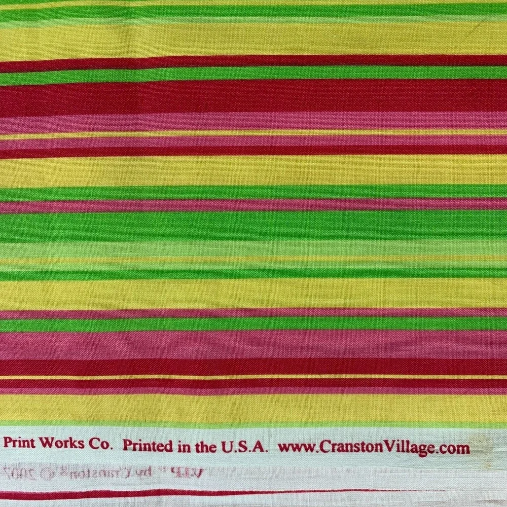 Cranston Multicolor Striped Fabric Cotton Quilting Material USA 2007 44